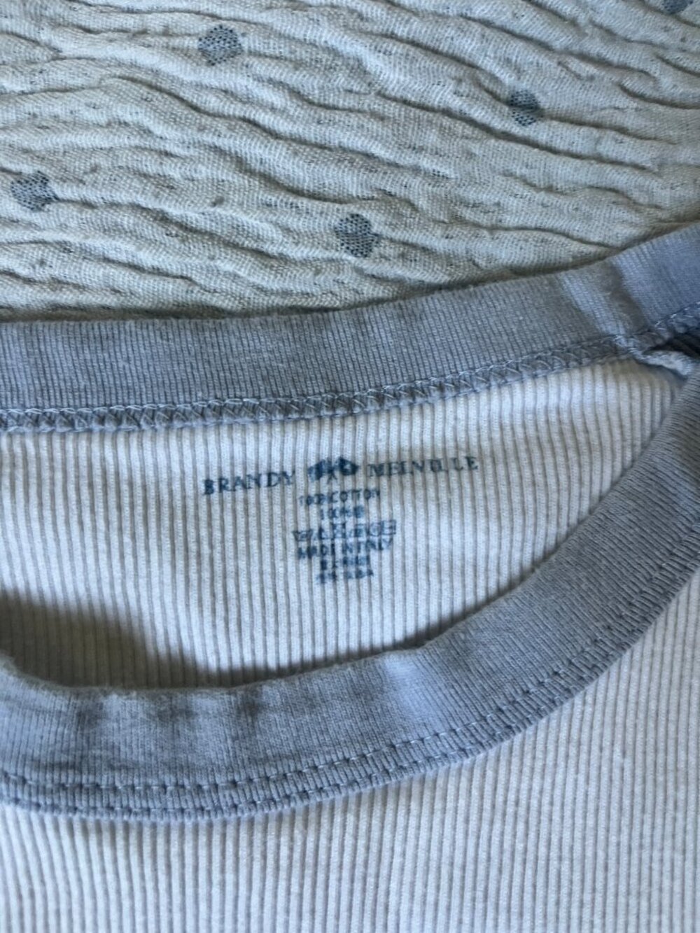 Brandy Melville Blue White Rib Raglan Tee OS - Picture 2 of 2